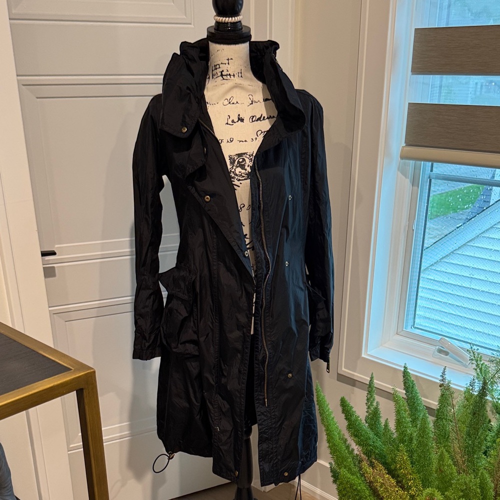 Burberry Black Hooded Lightweight Trench Coat